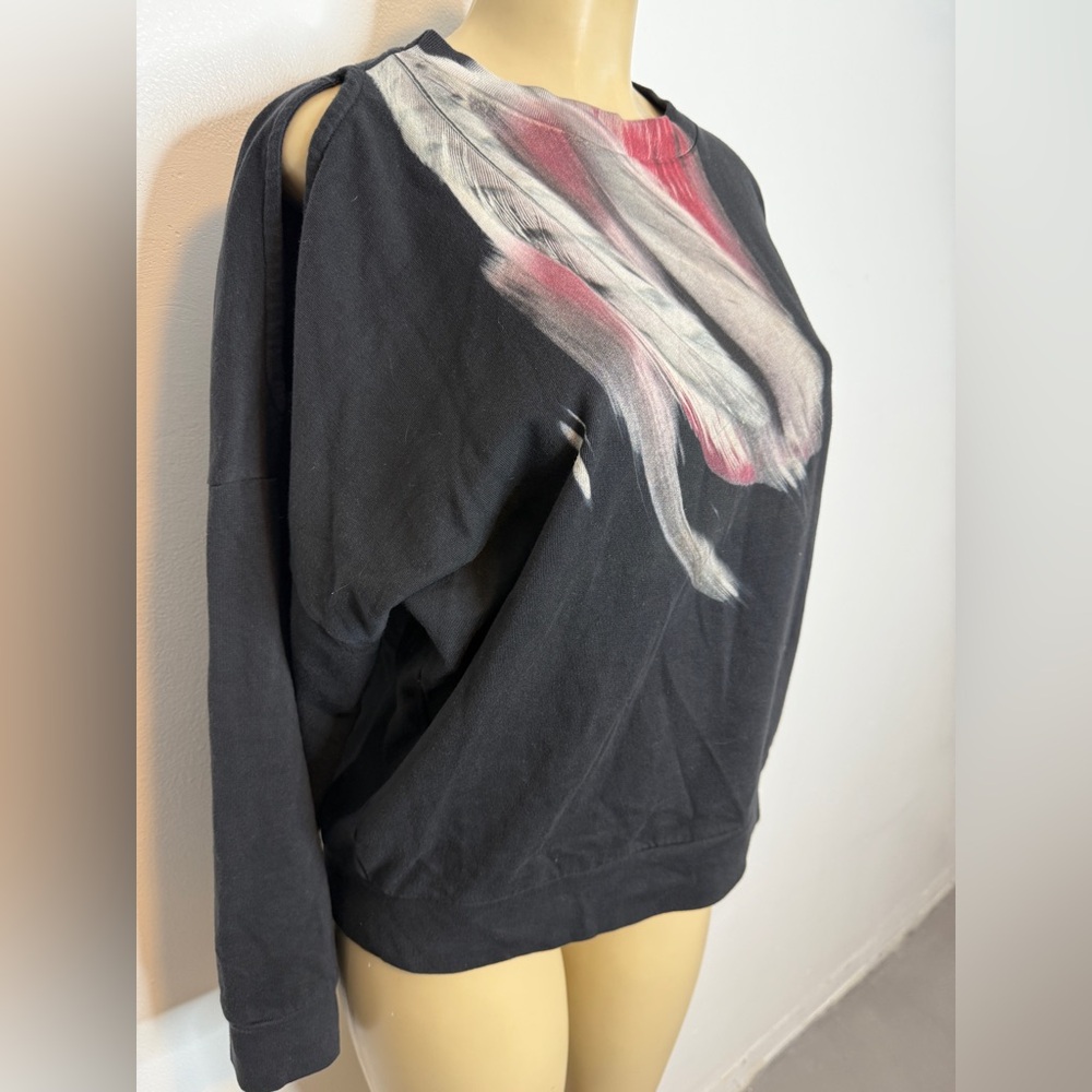 All Saints One Open Shoulder Graphic Sweatshirt